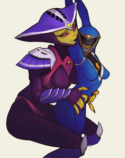 5_fingers armor arms_above_head bent_legs big_breasts black_lips bodysuit boots breast_size_difference breasts breasts_apart claws closed_smile clothed clothed_female clothed_human clothed_humanoid clothing collarbone dominant dominant_female dominant_humanoid duo eyelashes female female/female female_human female_humanoid female_on_human female_on_humanoid finger_claws fingers footwear fully_clothed fully_clothed_female fully_clothed_human fully_clothed_humanoid gauntlets glistening glistening_eyes gloves handwear head_turned headgear helmet human_on_humanoid interspecies iris knee_pads larger_dom larger_female larger_humanoid legs_together light_body light_skin lightning_bolt_print lips lips_outline long_eyelashes looking_at_another looking_at_partner medium_breasts monotone_background mouth_closed multicolored_clothing multicolored_eyes multicolored_headgear multicolored_helmet nipple_outline not_furry panties pink_clothing pink_panties pink_underwear print_bodysuit print_clothing pupils purple_armor purple_bodysuit purple_boots purple_claws purple_clothing purple_footwear purple_gauntlets purple_sclera purple_shoes purple_skinsuit shoes shoulder_pads simple_background sitting size_difference skinsuit small_pupils smaller_female smaller_human smile smiling_at_another smiling_at_partner standing submissive submissive_female submissive_human tan_background thick_lips thick_thighs three-quarter_view tight_clothing two_tone_eyes underwear yellow_body yellow_skin shadowmist power_rangers blue_ranger alien alien_humanoid human humanoid mammal 2026 digital_drawing_(artwork) digital_media_(artwork) english_description hi_res