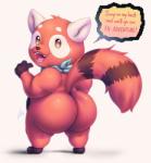 ambiguous_gender anthro big_butt brown_body brown_eyes brown_fur butt claws clothing dialogue fangs fur gloves_(marking) kerchief leg_markings looking_at_viewer looking_back markings open_mouth orange_body orange_fur raised_tail rear_view simple_background smile socks_(marking) solo speech_bubble stripes tail talking_to_viewer teeth text thick_thighs white_body white_fur bitfly pixel_gallery snail's_house red_panda_(snailchan_adventure) ailurid mammal red_panda 2019 digital_media_(artwork) english_text hi_res signature