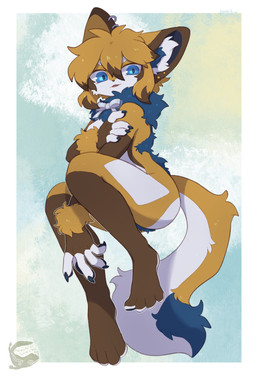 anthro bangs biped blue_eyes bow_ribbon brown_nose claws convenient_censorship ear_piercing female finger_claws fur hair leg_markings logo looking_at_viewer markings nude open_mouth orange_body orange_fur orange_hair piercing pose short_hair socks_(marking) solo tail tasteful_nudity three-quarter_view mochiri mammal 2025 absurd_res artist_logo digital_drawing_(artwork) digital_media_(artwork) full-length_portrait hi_res portrait shaded simple_shading
