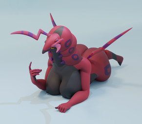 anthro areola big_breasts big_butt black_areola black_nipples breasts butt female gesture looking_at_viewer lying nipples nude on_front simple_background solo suggestive suggestive_gesture traknoch nintendo pokemon arthropod generation_5_pokemon pokemon_(species) scolipede 3d_(artwork) blender_(artwork) blender_cycles_(artwork) digital_media_(artwork) hi_res