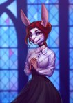 5_fingers anthro clothed clothing female fingers fur hair purple_eyes smile solo nelly63 rebecca_(nelly63) lagomorph leporid mammal rabbit 2020 absurd_res digital_media_(artwork) hi_res