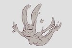 anthro breasts eyes_closed falling feet female grey_background mud mud_covered muddy nude simple_background smile solo spread_arms tail blazera disney zootopia judy_hopps lagomorph leporid mammal rabbit 2019 line_art