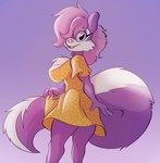 anthro breasts butt butt_pose chest_tuft clothing dress female hair hair_over_eye looking_at_viewer one_eye_obstructed pose side_boob solo sundress tuft solratic tiny_toon_adventures warner_brothers fifi_la_fume mammal mephitid skunk hi_res