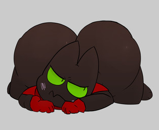 anthro big_butt black_body black_fur blush butt clothed clothing curvy_figure flustered fur gloves gradient green_eyes handwear huge_butt huge_thighs looking_away lying male nude on_front scarf shortstack shortstack_male simple_background solo thick_thighs barcash07 cartoon_network mao_mao:_heroes_of_pure_heart sheriff_mao_mao_mao domestic_cat felid feline felis mammal digital_media_(artwork) hi_res