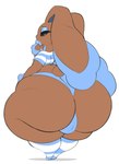 anthro big_bulge big_butt bimbo_lip black_sclera blue_clothing blue_crop_top blue_ears blue_eyes blue_eyeshadow blue_footwear blue_legwear blue_lips blue_nose blue_panties blue_shirt blue_socks blue_thigh_highs blue_thigh_socks blue_topwear blue_underwear brown_body brown_ears brown_tail bulge bulge_from_behind butt clothing crop_top eyelashes eyeshadow femboy footwear huge_butt hyper hyper_butt legwear lips long_ears looking_at_viewer looking_back looking_back_at_viewer makeup male multicolored_clothing multicolored_crop_top multicolored_footwear multicolored_legwear multicolored_shirt multicolored_socks multicolored_thigh_highs multicolored_thigh_socks multicolored_topwear panties pattern_clothing pattern_crop_top pattern_legwear pattern_socks pattern_thigh_highs pattern_thigh_socks rear_view scut_tail shirt short_tail simple_background socks solo tail thick_lips thick_thighs thigh_highs thigh_socks topwear underwear white_background white_clothing white_crop_top white_footwear white_legwear white_socks white_thigh_highs white_thigh_socks white_topwear arizonathevixen nintendo pokemon ethan_(reathe) generation_4_pokemon lopunny pokemon_(species) 2024 absurd_res colored digital_media_(artwork) flat_colors hi_res