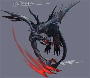 ambiguous_gender attack bandage claws fangs feral flying membrane_(anatomy) membranous_wings multi_eye multi_wing notched_wings open_mouth red_eyes simple_background solo tail teeth wings zaebos bandai_namco digimon mythology devidramon digimon_(species) dragon mythological_creature mythological_scalie scalie signature