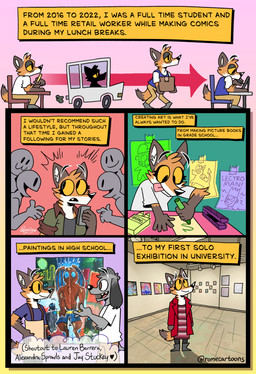 anthro clothed clothing gynomorph intersex text yellow_sclera romecartoons canid canine canis domestic_dog fox mammal absurd_res comic english_text hi_res trans_(lore) trans_woman_(lore)