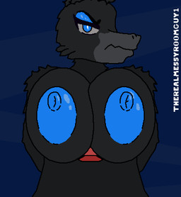 angry anthro big_breasts black_body black_feathers blue_background blue_eyes blue_eyeshadow bouncing_breasts breast_play breasts disembodied_penis duo eyeshadow feathers female frown genitals grey_body grey_feather_hair grey_feathers grey_snout looking_at_viewer makeup male male/female nipples non-mammal_breasts penis sex simple_background titfuck therealmessyroomguy1 lumina_(therealmessyroomguy1) dinosaur dromaeosaurid feathered_dinosaur feathered_scalie prehistoric_species reptile saurischian scalie theropod animated digital_media_(artwork) piskel_(artwork) pixel_(artwork) pixel_animation watermark