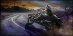 5_fingers anthro clothed clothing detailed_background fingers male motorcycle outside sky solo twilight vehicle wolfroad canid canine canis mammal wolf 2016 2:1 digital_media_(artwork) hi_res meme_origin