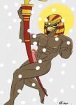 anthro christmas_clothing christmas_headwear clothing erection genitals hat headgear headwear holidays looking_at_viewer male muscular muscular_anthro muscular_male penis santa_hat solo nuwilo christmas egyptian_mythology middle_eastern_mythology mythology smite ra ra_(smite) avian deity