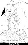anthro breasts butt clothing cookie_(furryfight_chronicles) daigaijin female furryfight_chronicles hair hi_res line_art looking_back mammal meme meme_clothing monochrome rear_view rodent sciurid solo sweater topwear virgin_killer_sweater