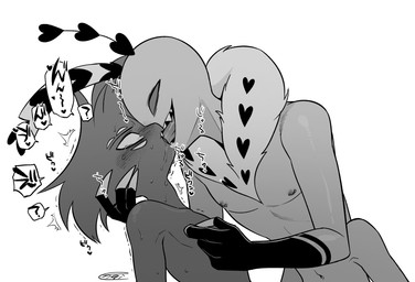 duo french_kissing kissing male male/male nipple_fetish nipple_piercing nipple_play nipples piercing sharp_teeth simple_background teeth white_background enaic31 hazbin_hotel hellaverse arackniss_(hazbin_hotel) valentino_(hazbin_hotel) animal_humanoid arachnid arthropod arthropod_humanoid demon demon_humanoid humanoid insect insect_humanoid lepidopteran lepidopteran_humanoid moth_humanoid spider hi_res monochrome