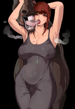 bangs bestiality bestiality_kiss big_breasts black_background bodily_fluids breasts camel_toe clothing curvy_figure dripping drooling duo female female_on_feral feral french_kissing hair hand_behind_head hand_on_partner heart_eyes heart_symbol human_focus human_on_feral interspecies kiss_mark kiss_mark_on_face kissing lips lipstick long_tongue looking_at_viewer makeup male musk not_furry_focus raised_arms red_eyes red_hair red_lips sagging_breasts saliva saliva_drip saliva_on_breasts simple_background solo_focus sweat sweaty_clothing tight_clothing tongue tongue_in_mouth wide_hips mamimi_(artist) chainsaw_man makima_(chainsaw_man) equid equine horse human mammal 2022 hi_res