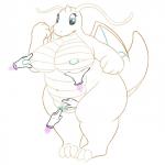1:1 animal_genitalia anthro anthrofied belly big_belly big_breasts blue_eyes breast_fondling breast_grab breast_play breasts claws clothing disembodied_hand dragon dragonite erect_nipples female fondling generation_1_pokemon genital_slit genitals gloves group hand_on_breast handwear hi_res horn huge_breasts membrane_(anatomy) membranous_wings monochrome mythological_creature mythological_scalie mythology nintendo nipples non-mammal_breasts nude open_mouth orange_body orange_skin overweight pinch pokemon pokemon_(species) posexe pussy scalie simple_background solo_focus spread_pussy spreading tail toe_claws vaginal white_background wings