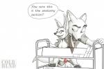 anthro balls duo eyewear feet female genitals glasses librarian library male necktie paws penis public quickie text tongue colrblnd disney zootopia nick_wilde canid canine fennec_fox fox mammal red_fox true_fox 3:2 english_text