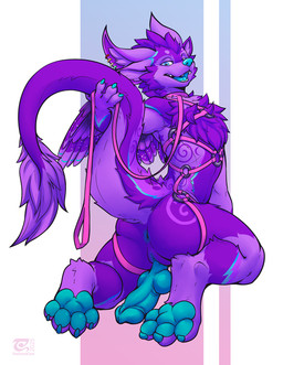 4_fingers 4_toes anthro anus blue_eyes butt claws collar ear_piercing erection feet finger_claws fingers fur genitals hair harness inner_ear_fluff kneeling leash leashed_collar looking_at_viewer looking_back looking_back_at_viewer male nude nude_anthro nude_male open_mouth pawpads paws penis piercing purple_body purple_fur purple_hair purple_tail rear_view simple_background solo tail teeth toe_claws toes tongue tuft thesecretcave mythology dragon mythological_creature mythological_scalie scalie 2025 digital_media_(artwork) hi_res