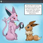 1:1 2020 ambiguous_gender ask_blog canid canine collar darknsfwindie duo eevee eeveelution english_text espeon fan_character feral freya_howell generation_1_pokemon generation_2_pokemon half-closed_eyes hi_res mammal narrowed_eyes nintendo open_mouth parent_(lore) parent_and_child_(lore) pokemon pokemon_(species) pokemon_mystery_dungeon ruby_howell simple_background spike_chunsoft tattoo text wanderlust