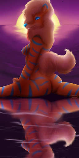 anthro breasts butt female flexible nude reflection side_boob solo splits spread_legs spreading sunset water pickles-hyena nintendo pokemon maya_henderson arcanine generation_1_pokemon mammal pokemon_(species) absurd_res hi_res