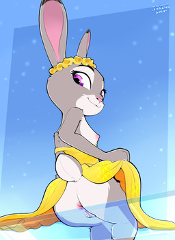 anthro anus biped breasts butt clothed clothed_anthro clothed_female clothing countershade_torso countershading dress exposed_breasts female fingers fur genitals grey_body grey_fur grey_tail looking_at_viewer looking_back looking_back_at_viewer no_underwear purple_eyes rear_view smile solo tail upskirt vulva amazinggwen disney zootopia judy_hopps lagomorph leporid mammal rabbit 2026 absurd_res digital_drawing_(artwork) digital_media_(artwork) hi_res