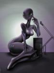 anthro bald biped breasts computer electronics female green_eyes grey_body grey_skin half-closed_eyes looking_at_viewer machine narrowed_eyes nipples nude sitting smile solo darkdoomer ibm thinkpad living_machine robot 2014 3:4 hi_res