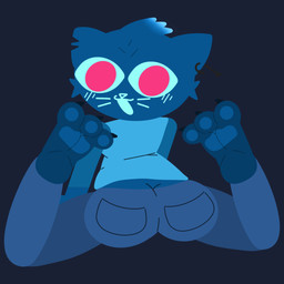 anthro barefoot big_butt blue_background blue_body blue_bottomwear blue_clothing blue_eyes blue_fur blue_pants blue_shirt blue_topwear blush bottomwear butt butt_focus clothing ear_piercing feet female fish_hook foot_focus fur hook legs_behind_back looking_back owo pants pawpads paws piercing shirt simple_background smile solo topwear whiskers y_shaped_butt_crack nairda_figgy night_in_the_woods mae_borowski felid feline mammal 1:1 hi_res