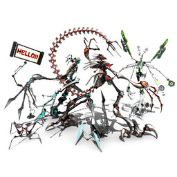 1_eye 3_fingers 3_toes ambiguous_anthro ambiguous_gender ambiguous_humanoid anthro arthropod_abdomen big_claws blade_arm blue_eyes bone cable claws digitigrade electronics feet fingers green_eyes group human_skull long_tail looking_at_viewer machine mechanical_arm mechanical_leg monitor multi_eye red_eyes ribs segmented_tail simple_background skeletal skeleton skull skull_head speaker tail text toe_claws toes white_background deino_(artist) deino_(modeler) calne_ca magnesium_(deino) rubidium_(deino) television_(deino) zincum_(deino) animated_skeleton arthropod butterfly humanoid insect lepidopteran robot robot_anthro robot_humanoid sasakia_charonda undead waddling_head 1:1 2013 3d_(artwork) absurd_res autodesk_3ds_max_(artwork) digital_media_(artwork) english_text full-length_portrait hi_res portrait female_(lore) male_(lore)