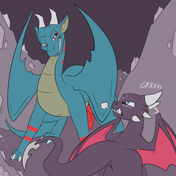 2_horns age_difference angry animal_genitalia animal_penis back_wings black_body blade cave cheek_spikes claws countershade_torso countershading digitigrade duo erection facial_spikes female feral genitals grey_body grin growling half-closed_eyes horn inside larger_male looking_at_another male membrane_(anatomy) membranous_wings multicolored_body narrowed_eyes older_male open_mouth penis quadruped red_body red_countershading red_eyes size_difference smaller_female smile spikes spikes_(anatomy) standing tail tail_blade tan_body tan_countershading thick_tail tongue two_tone_body weapon_tail wings young young_female young_feral younger_female fuf activision european_mythology mythology spyro_the_dragon cynder dragoviir dragon mythological_creature mythological_scalie scalie western_dragon 1:1 2019 hi_res story story_in_description