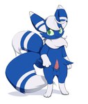 animal_genitalia animal_penis balls blue_balls blue_body blue_fur ds_h0rn feline_genitalia feline_penis feral fur generation_6_pokemon genitals green_pupils green_sclera hi_res luff_(meowstic) male meowstic nintendo penile_spines penis pokemon pokemon_(species) pupils solo tuft white_tuft