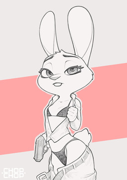 anthro belt bottomwear bottomwear_down bra buckteeth clothed clothing female gun open_belt open_bottomwear open_clothing open_pants open_shirt open_topwear panties pants pants_down partially_clothed ranged_weapon scut_tail shirt short_tail simple_background slim solo tail teeth topwear underwear undressing weapon chopchop disney zootopia judy_hopps european_rabbit lagomorph leporid mammal oryctolagus rabbit digital_media_(artwork) hi_res sketch