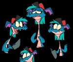 blue_body clothing female feral happy hat headgear headwear knife looking_at_viewer solo thirsty roksim disney mythology fan_character rocca_the_dragon dragon mythological_creature mythological_scalie scalie animated short_playtime story story_in_description