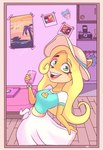 anthro bottomwear cellphone clothing electronics female green_eyes hair holding_cellphone holding_object holding_phone holding_smartphone long_hair phone skirt smartphone smile solo alex-toons activision crash_bandicoot_(series) crash_team_racing_(series) coco_bandicoot megumi_bandicoot yaya_panda hi_res