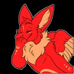 1:1 alpha_channel anthro dragon eyes_closed feathered_wings feathers fur mane mythological_creature mythological_scalie mythology red_body scalie symrea telegram_sticker wings