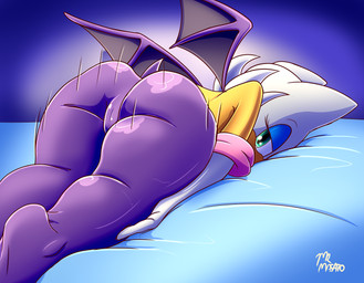 anthro big_butt bodysuit butt butt_focus clothed clothing female genitals huge_butt looking_at_viewer looking_back membrane_(anatomy) membranous_wings presenting presenting_hindquarters rear_view simple_background skinsuit solo tail thick_thighs tight_clothing vulva wide_hips wings mrmasato sega sonic_the_hedgehog_(series) rouge_the_bat bat mammal digital_media_(artwork)