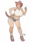 anthro big_breasts blush breasts clothed clothing female hair happy red_hair solo teeth colo canid canine mammal 2015 hi_res