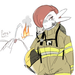 bodily_fluids clothed clothed_female clothing ejaculation female fingering firefighter genital_fluids genitals solo uniform vaginal vaginal_fingering vaginal_fluids vaginal_squirting vulva sant5504 nintendo pokemon gardevoir generation_3_pokemon human mammal pokemon_(species) 1:1