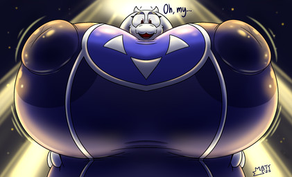 anthro areola big_areola big_breasts big_nipples breasts clothing ellipsis female floppy_ears horn huge_areola huge_breasts huge_nipples hyper hyper_breasts looking_at_viewer low-angle_view nipples open_mouth robe solo text white_body mattthetooncat undertale_(series) toriel boss_monster_(undertale) bovid caprine goat mammal english_text hi_res