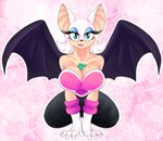 anthro big_breasts breasts clothing collarbone ears_up emerald_(gem) eyeshadow female front_view gem glistening glistening_body glistening_eyes glistening_skin gloves handwear lipstick looking_at_viewer makeup markings mole_(marking) pose sitting smile solo sparkles sparkling_background spread_wings thick_thighs topwear wings james_andromeda sega sonic_the_hedgehog_(series) rouge_the_bat bat mammal absurd_res digital_media_(artwork) hi_res pinup sketch