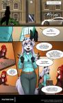 2019 abluedeer anthro arctic_fox black_nose breasts canid canine car chandra_(abluedeer) choker cleavage clothed clothing comic dialogue digital_media_(artwork) duo english_text eyewear female fox fur glasses hair herpestid hi_res holly_(abluedeer) jewelry mammal mongoose moon_lace necklace orange_body orange_fur purple_eyes red_eyes red_hair shaded text true_fox url vehicle white_body white_fur white_hair