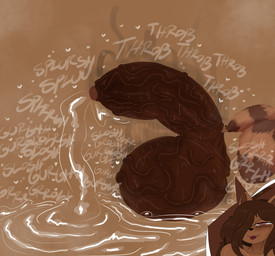 anthro balls big_balls big_penis blush bodily_fluids brown_body brown_fur cum erection excessive_cum excessive_genital_fluids excessive_precum fur genital_fluids genitals huge_balls huge_penis humanoid_genitalia humanoid_penis hyper hyper_balls hyper_genitalia hyper_penis leaking_precum male nude onomatopoeia penis precum precum_on_ground precum_puddle precum_squirt simple_background small_but_hung smug solo sound_effects sweat sweatdrop sweaty_balls sweaty_genitalia tail tanuki_tail text slinkmayker abyssal_(abyssalkurai) canid canine mammal raccoon_dog tanuki absurd_res hi_res
