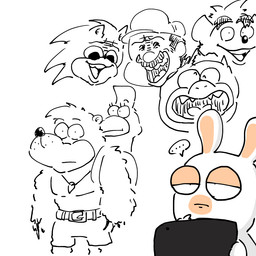 4_fingers ambiguous_anthro ambiguous_gender anthro backpack beak belt belt_buckle black_eyes black_nose bottomwear buckle carrying_another clothed clothed_anthro clothed_male clothing derp_eyes disembodied_head ellipsis eyebrow_through_hair eyebrows facial_hair female female_feral feral fingers fur group hair hat headgear headwear holding_tablet light long_ears looking_at_another looking_at_viewer male male_anthro male_human mouth_closed multicolored_body mustache no_eyebrows noseless sharp_teeth short_hair shorts smile smiling_at_another speech_bubble standing tablet_computer tan_body tan_eyelids tan_inner_ear tan_skin teeth thick_eyebrows thin_eyebrows thinking tongue translucent translucent_hair two_tone_body white_backpack white_beak white_belt white_body white_bottomwear white_clothing white_facial_hair white_fur white_hat white_headwear white_mustache white_shorts white_tongue wide_eyed osirisky activision apple_inc. banjo-kazooie crash_bandicoot_(series) ipad mario_bros nintendo rareware raving_rabbids rayman_(series) sega sonic_the_hedgehog_(series) ubisoft banjo_(banjo-kazooie) crash_bandicoot kazooie mario sonic_the_hedgehog avian bandicoot bear breegull eulipotyphlan hedgehog human lagomorph mammal marsupial rabbid reptile scalie 1:1 2023 clip_studio_paint_(artwork) colored crossover digital_drawing_(artwork) digital_media_(artwork) japanese_description lighting shaded