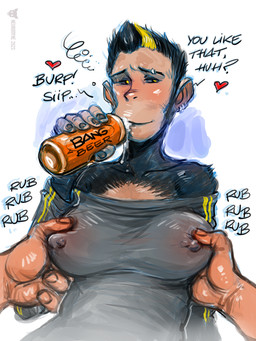 alcohol anthro beer beverage breasts drunk ear_piercing ear_ring eyebrow_piercing eyebrow_ring facial_piercing female nipple_piercing nipples piercing ring_piercing solo substance_intoxication neurodyne yello ape chimpanzee haplorhine humanoid mammal pan_(genus) primate 2023 3:4