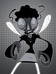 black_hair bodily_fluids bottomwear claws clothing drooling female hair jewelry necklace saliva skirt wings beapeabear the_wasp_woman janice_starlin animal_humanoid arthropod humanoid insect 2019 digital_drawing_(artwork) digital_media_(artwork) monochrome