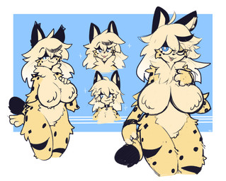 :3 anthro big_breasts blonde_hair blue_eyes breasts chest_tuft crotch_tuft eyelashes featureless_breasts featureless_crotch female female_anthro freckled_face freckles fur hair long_eyelashes long_hair looking_at_viewer markings nude_anthro solo sparkles spot_freckles spots spotted_arms spotted_body spotted_face spotted_fur spotted_hips spotted_shoulders standing tail tuft caeleste calluna_(caeleste) niles_(caeleste) felid feline mammal serval 2025 absurd_res guide_lines hi_res mother_(lore) mother_and_child_(lore) mother_and_son_(lore) parent_(lore) parent_and_child_(lore) parent_and_son_(lore) son_(lore)