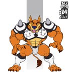 4_fingers abs american_football american_football_uniform anthro armband big_muscles biped brown_eyes bulge claws clothed clothing fangs fingers fur jockstrap looking_at_viewer male muscular muscular_anthro muscular_male open_mouth orange_body orange_fur partially_clothed prick_ears quads rape_face solo spiked_armband spikes sport sportswear tail tail_tuft teeth tongue tongue_out tuft underwear yellow_body yellow_fur yellow_sclera memphis_tigre activision crash_bandicoot_(series) tiny_tiger dasyuromorph mammal marsupial recently_extinct_species thylacine absurd_res hi_res