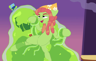 alternative_fashion clothing dreadlocks duo female female_penetrated feral fur genitals goo-connected_lips green_body green_fur hair hat headgear headwear hippie interspecies male male/female male_penetrating male_penetrating_female multicolored_hair penetration penile penile_penetration penis_in_vagina sex slime tongue two_tone_hair vaginal vaginal_penetration vulva xenstroke friendship_is_magic hasbro my_little_pony the_smooze tree_hugger_(mlp) earth_pony equid equine goo_creature horse mammal pony 2015 2d_animation animated