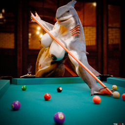abs anthro areola ashtray ball big_breasts billiard_ball billiard_table breasts cigarette cue_stick female fin furniture genitals gills navel nipples non-mammal_breasts non-mammal_navel non-mammal_nipples nude solo table vulva wet tiktik3d aquatic fish shark 1:1 3d_(artwork) digital_media_(artwork) hi_res