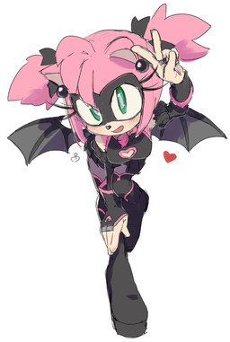 5_fingers alternate_costume anthro back_wings bat_wings biped black_nose breasts clothed clothed_anthro clothed_female clothing cosplay crossover_cosplay ear_piercing eyelashes female female_anthro fingerless_gloves fingers fully_clothed fully_clothed_anthro fully_clothed_female fur gesture gloves green_eyes hand_gesture handwear heart_symbol iris membrane_(anatomy) membranous_wings open_mouth open_smile piercing pink_body pink_fur quill_hair simple_background smile smiling_at_viewer solo v_sign white_background wings kiniro_ringo my_hero_academia sega sonic_the_hedgehog_(series) amy_rose kazuho_haneyama eulipotyphlan hedgehog mammal crossover hi_res