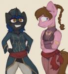 anthro clothed clothing crossdressing duo female femboy fur hair male marsminer friendship_is_magic hasbro my_little_pony dusty_tomes fan_character arthropod changeling equid equine horse mammal pony 2018 digital_media_(artwork) sketch