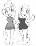 anthro anthrofied big_breasts breasts clothed clothing cutie_mark dress duo female hair long_hair simple_background smile white_background tg-0 friendship_is_magic hasbro my_little_pony pinkamena_(mlp) pinkie_pie_(mlp) earth_pony equid equine horse mammal pony black_and_white monochrome sketch