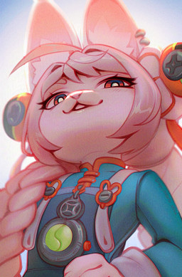 anthro biped claws clothed clothed_anthro clothed_female clothing female fingers front_view fur hair looking_at_viewer smile solo teeth va_art zhao lagomorph leporid mammal rabbit 2026 digital_drawing_(artwork) digital_media_(artwork) hi_res